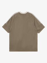 Suede Contrast Color Spliced Letter Embroidery Oversize T-shirt - 2462